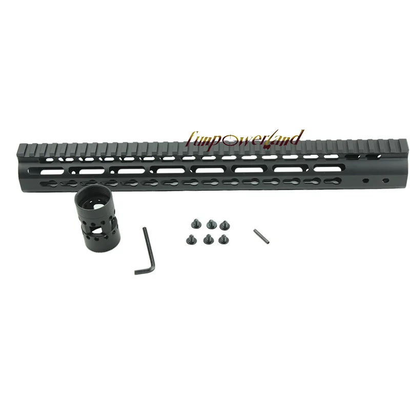 

Funpowerland Black Float NSR 15 Inch Handguard One-piece Top Rail System KeyMod High Quality Lightest For AR-15 M4 M16
