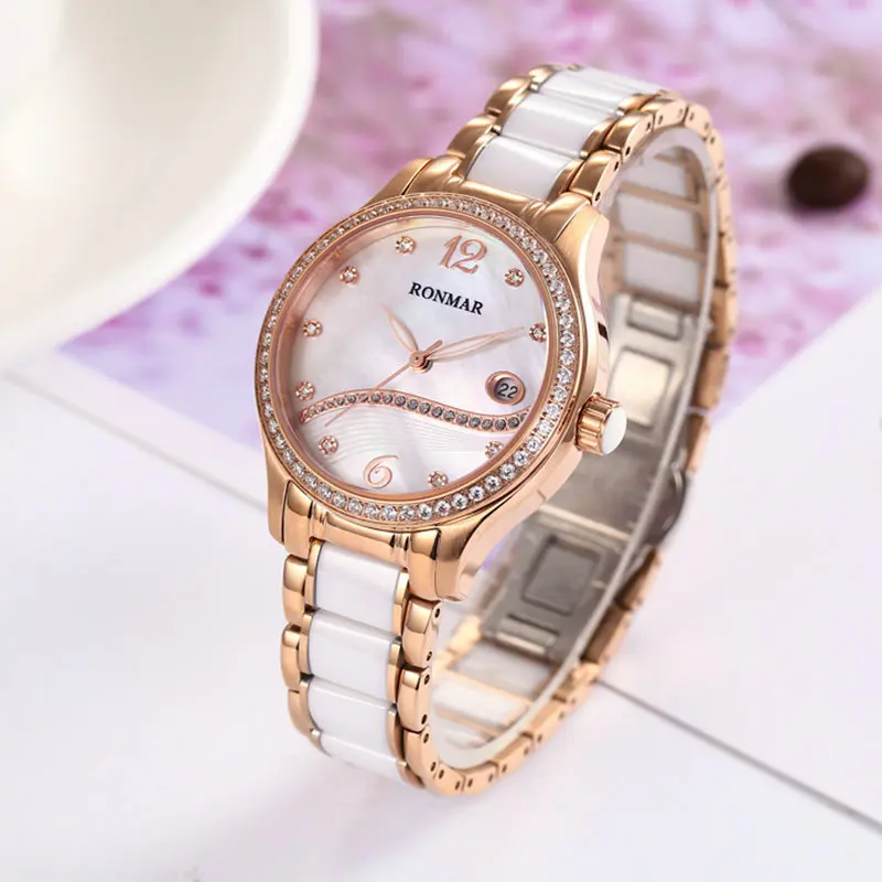 

Ma'am Waterproof Wrist Watch Fritillaria Thunbergii Clock Dial Bring Quartz Lang Ma Woman Surface Ceramics Wrist Watch RM8013