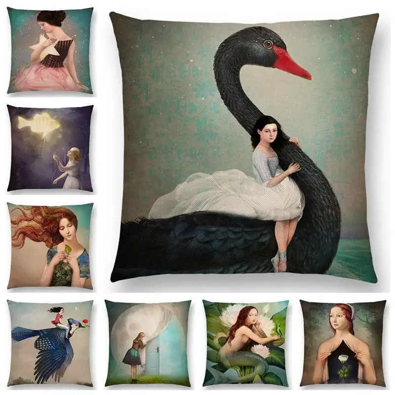 

Hot Sale Elegant Lady Lovely Girls Shakespeare Opera Classical Painting Magical Mind Imagination Cushion Cover Sofa Pillow Case