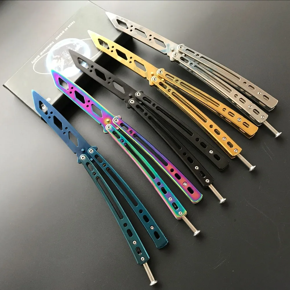 Buy 5 Colors Mirrored folding balisong butterfly knife