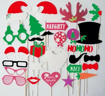 

free shipping 10bags=28pcs/bag funny Christmas hat glasses photo booth props party decoration event party supplies