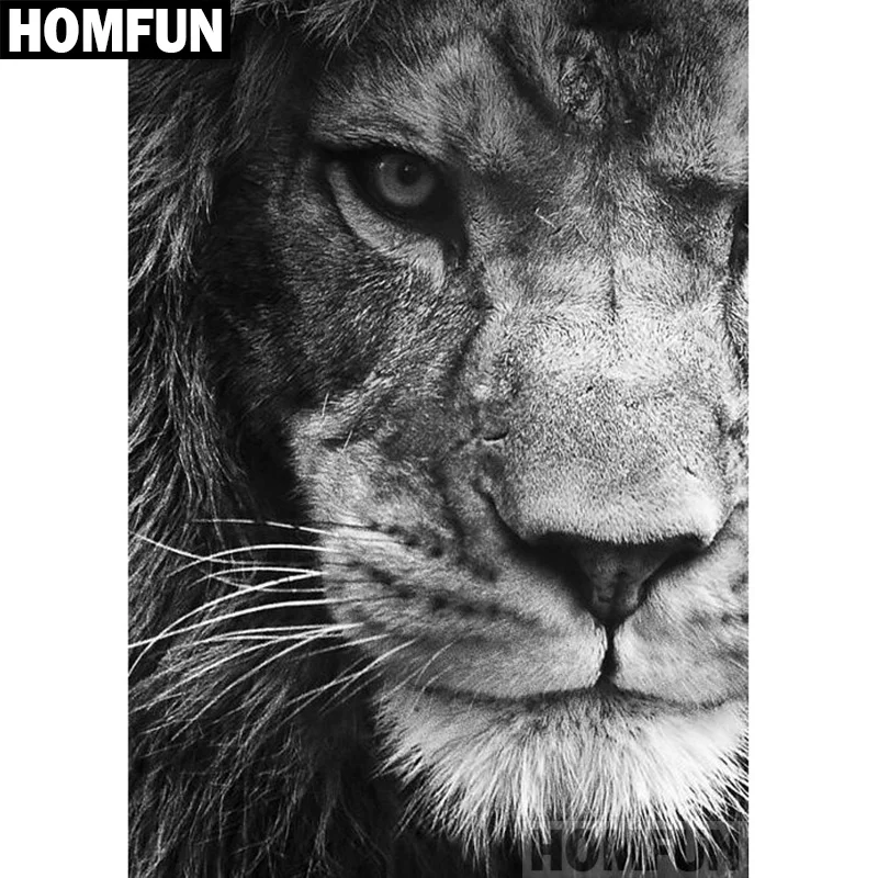 Алмазная живопись HOMFUN вышивка крестиком Лев глаз 5D алмазная сделай сам полная