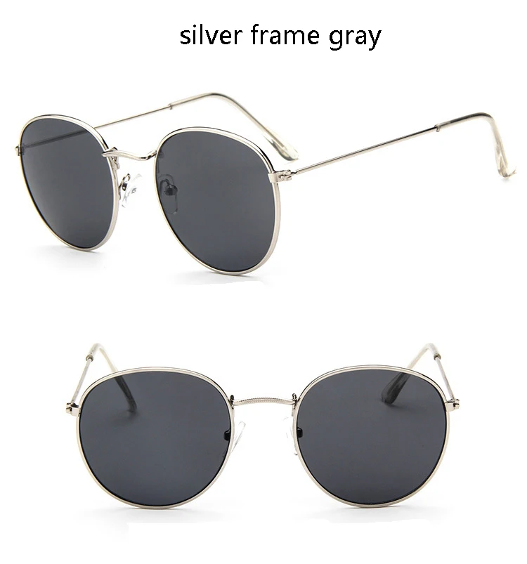 Модные маленькие солнцезащитные очки для женщин металлические серебристые зеркальные Круглые Солнцезащитные очки Мужские брендовые дизайнерские винтажные круглые очки трендовые черные оттенки