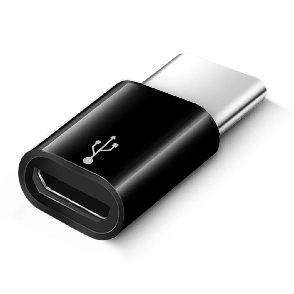 Usb type-C адаптер Micro USB Женский на USB-C Мужской конвертер Usbc Кабель зарядного устройства адаптер для samsung S9 S10 S8 Xiaomi huawei type c - Цвет: Черный