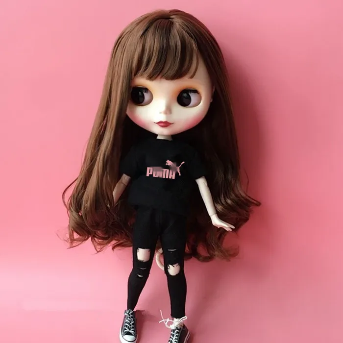 Комплект одежды из 2 предметов для куклы blyth 1/6 футболка+ штаны для куклы blyth jean, комплект одежды для куклы Барби, аксессуары для 1/6 - Цвет: Цвет: желтый