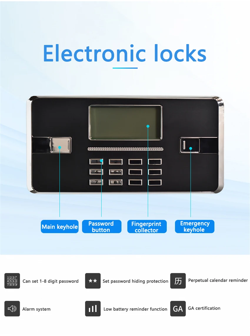 BMG-1 отпечатков пальцев безопасности электронный защищённый паролем замок Financial шкаф Strongbox офисный шкаф национальная безопасность белый