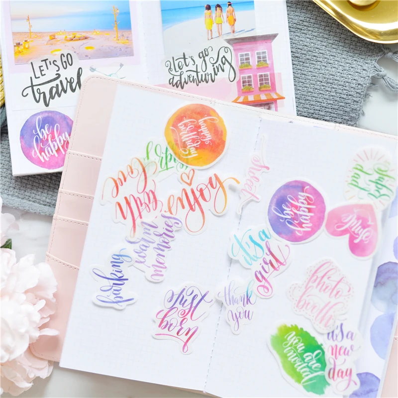 

Lovedoki Water Color English Words Sticker Pack Bullet Journal Stickers Decorationscrapbook Diy Accessories Gift School Supplies