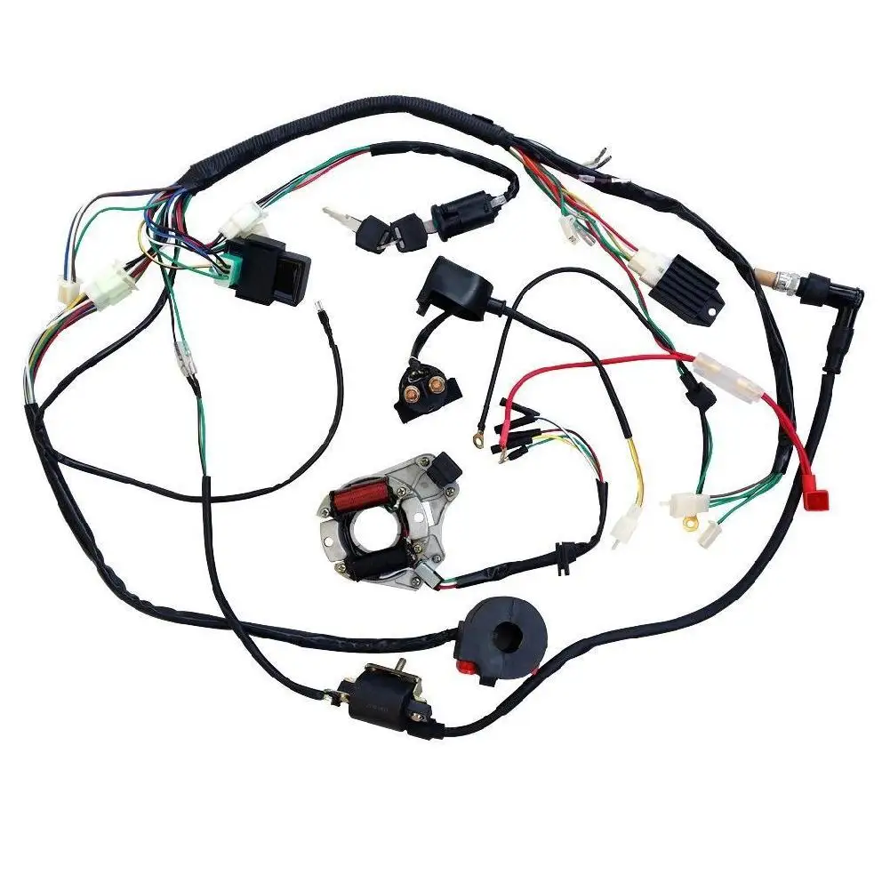 Black Wiring Harness Coil Replacement Parts For 50//70//90//110CC ATV Go Kart Set