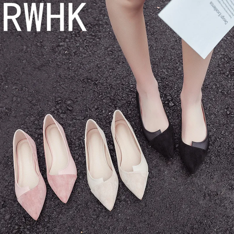 

RWHK 2019 summer new shallow mouth wild color matching flat pointed shoes simple female flat shoes B275