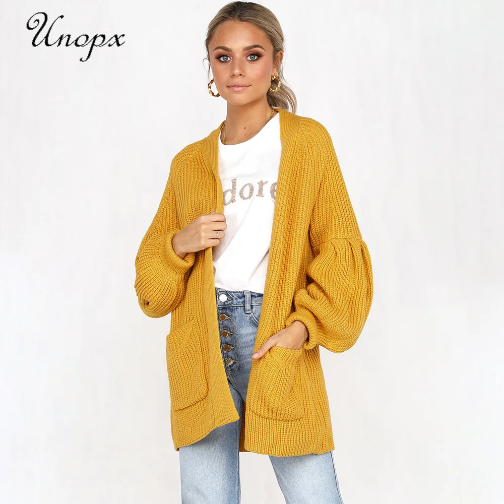 long puff sleeve cardigan