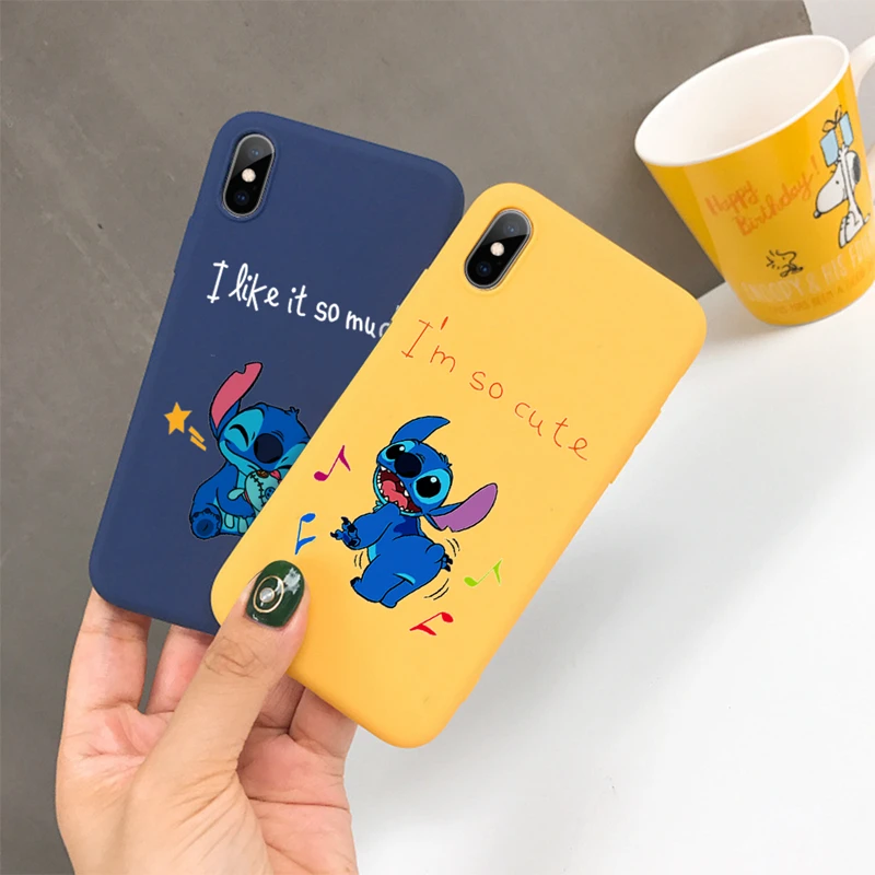 

Cartoon Cute Phone Case For iPhone 7 8 6 6s Plus X XR XS MAX Soft Silicone Stich Stitch Couple Cover Fundas For iPhone XR XS