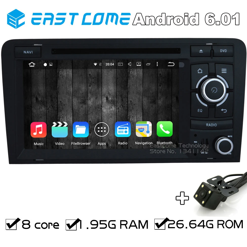 Discount Octa Core 8 Core Android 6.0 Car DVD For AUDI A3 AUDI A3 S3 2003 2004 2005 206 2007 2008 2009 2010 2011 With Rear View Camera 0