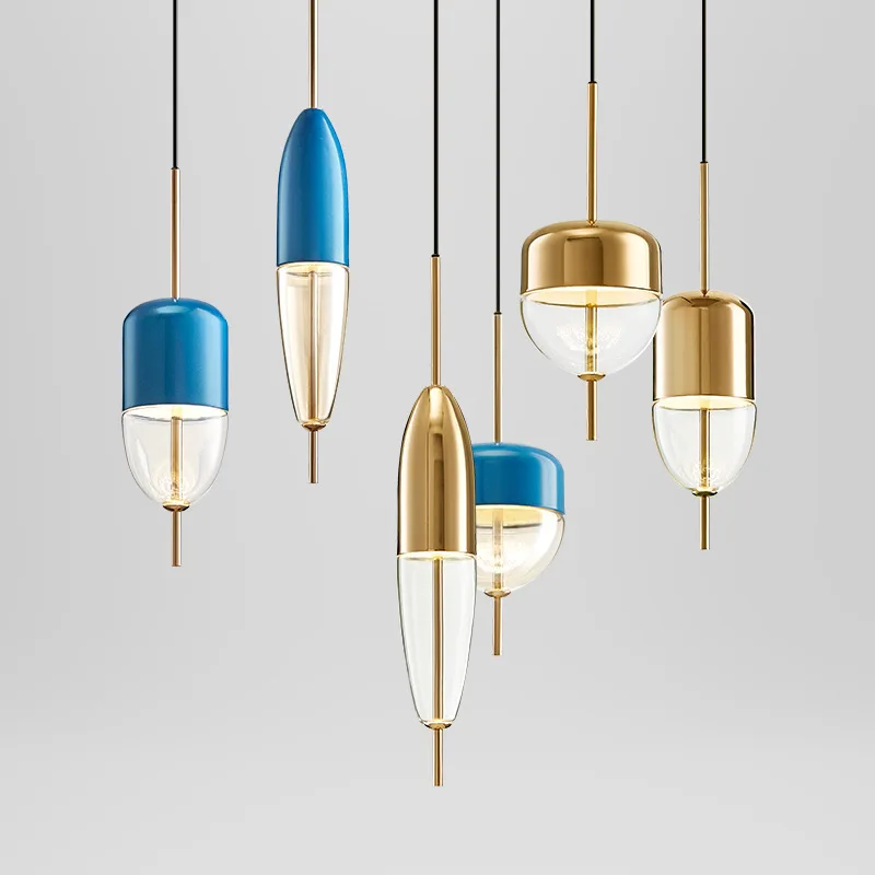 Post modern golden blue water drop glass pendant light restaurant bar desk designer single head droplight Post modern golden blue water drop glass pendant light restaurant bar desk designer single head droplight
