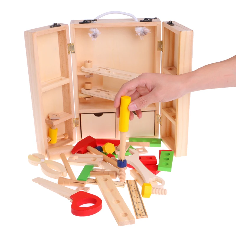 

Children's Simulation House Wooden Service Box Tool Repair Kit Funny Intelligence Toy Boy Girl Gift