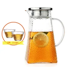 Стеклянный кувшин, бутылка для холодной воды, забитая квадратная, высокая термостойкость, нагреваемый, 1800 мл, 1500 мл, 1200 мл, 1000 мл