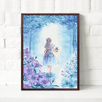 

MaHuaf-A1322 Lantern girl Balloon Flower forest DIY oil painting by numbers abstract artwork canvas painting for living room