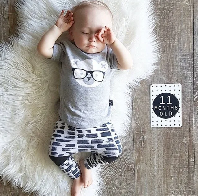 

Summer 0-2 year Baby boy clothes Cartoon bear boys clothes set Short sleeves T shirt+pant 2pcs newborn baby clothing