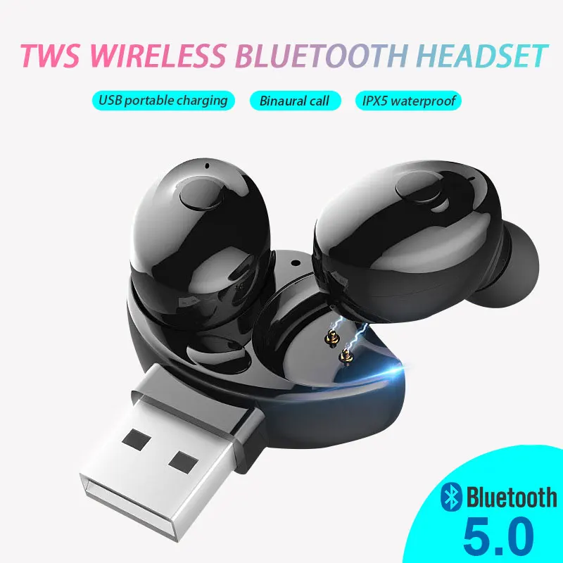 Bluetooth 5 0 Микро Мини наушники двойные спортивные беспроводные вкладыши Pods In Ear