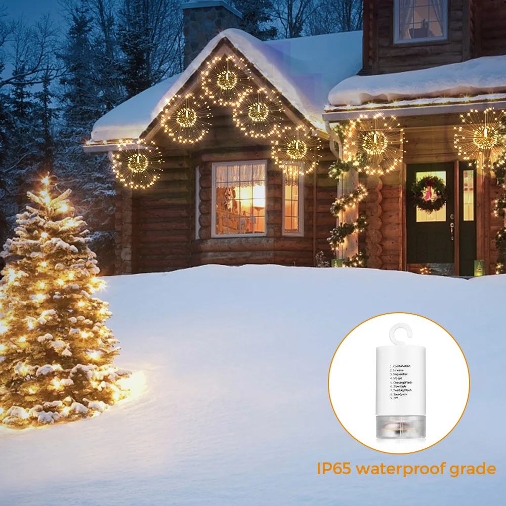 2 шт. 120 светодиодов подвесные лампы Starburst с 8 режимами освещения Праздничная гирлянда сказочные огни AA питание от аккумулятора для рождественской вечеринки