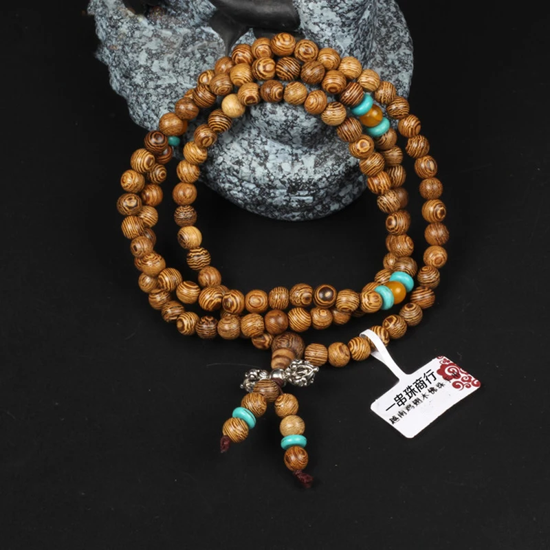 

Cindiry Brand 108 *8mm/108*6mm Wenge Prayer Beads Tibetan Buddhist Mala Buddha Bracelet Rosary Wooden Bangle Jewelry P1