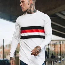 Новинка Весенняя брендовая одежда мужские футболки с длинным рукавом и круглым вырезом модные футболки для фитнеса мужские футболки с рукавом реглан уличная одежда размера плюс