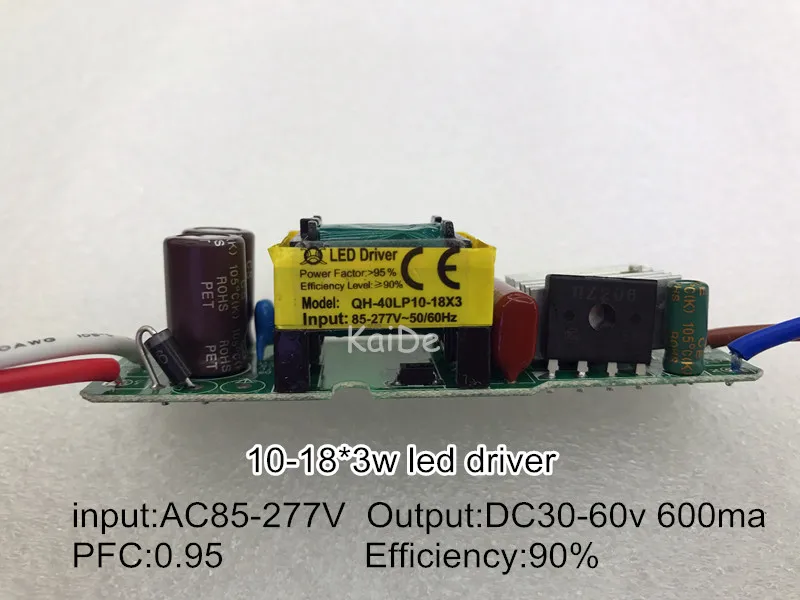 5 шт. изоляция 36 Вт AC85-277V светодиодный драйвер 10-18x3W 600mA DC30-60V светодиодный, блок питания постоянный ток Светодиодный лампа