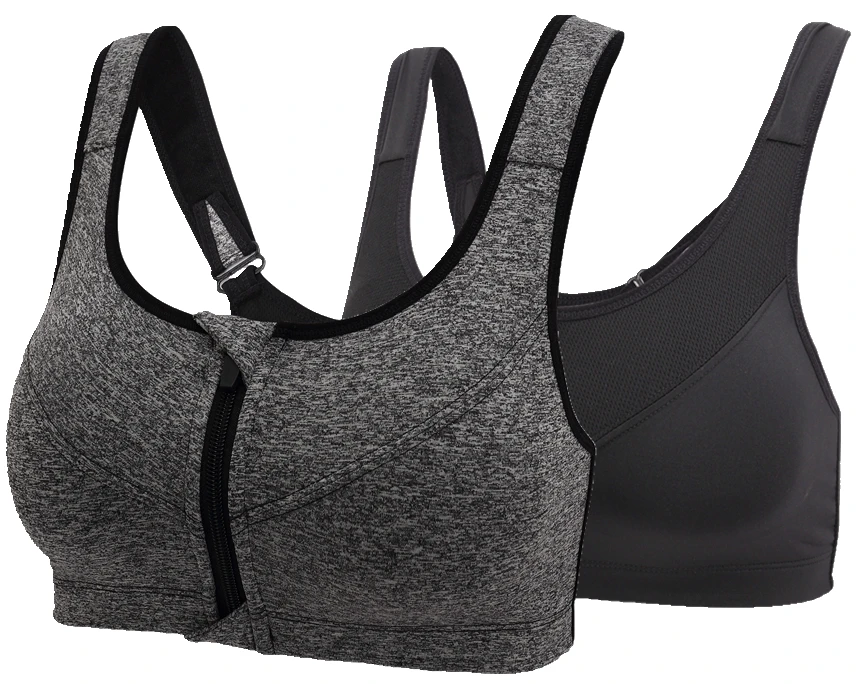Women Zipper Push Up Sports Bras,Padded Wirefree Shockproof Gym Fitness
