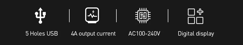 USLION 5 портов USB зарядное устройство концентратор светодиодный дисплей мульти док-станция для зарядки с USB универсальный мобильный телефон Настольный настенный дом ЕС Великобритания штекер