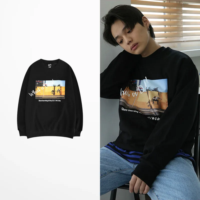 

Spring Japanese Skateboard Pullovers Sweatshirt Men Orange Color Justin Bieber Purpose Tour Skatebaord High Street Hoodies Men
