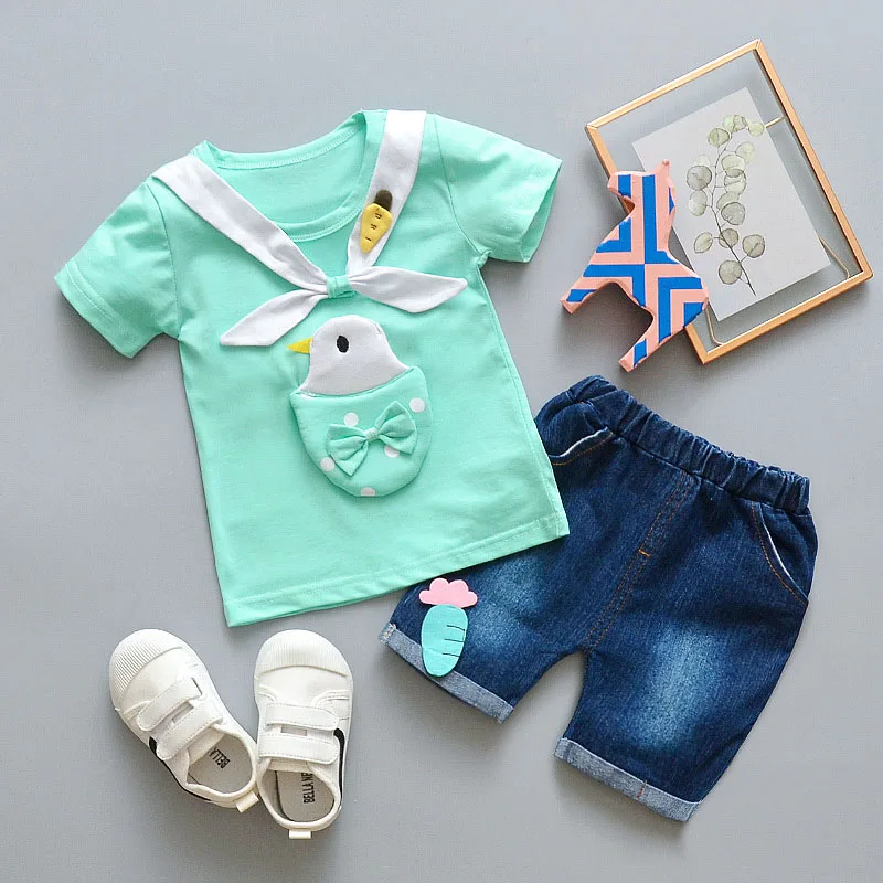 

New girls clothing 2019 summer children clothes set fashion cartoon short sleeve tops +shorts 2pcs girls kids cotton casual sets