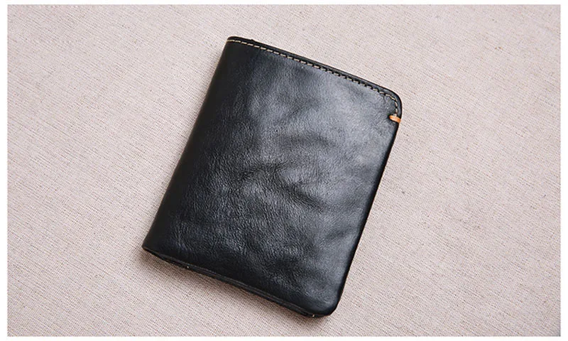 AETOO Wallet men's short leather super thin youth first layer cowhide handmade simple soft leather wallet vertical mini wallet