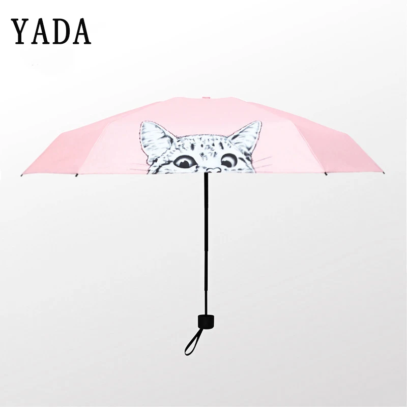 YADA Ultralight Mini Cartoon Dog Cat Umbrella Rain Women uv Cute Charm Umbrella For Womens Windproof Five Folding Umbrella YS690