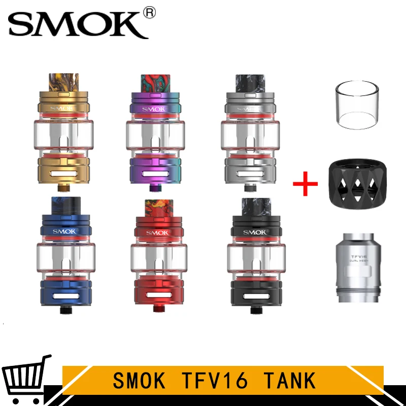 

Original SMOK TFV16 Tank 9ml Electronic Cigarette Atomizer Black 510 thread TFV 16 Mesh Coil Vaporizer VS TFV12 Prince Tank Vape