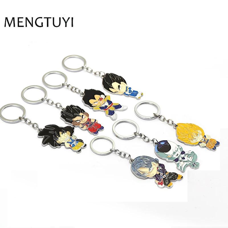 

J Store Anime Dragon Ball Z Super Saiyan Son Goku Gohan Vegeta Trunks Frieza Keychain Figure Alloy Pendant Keyring Chaveiro