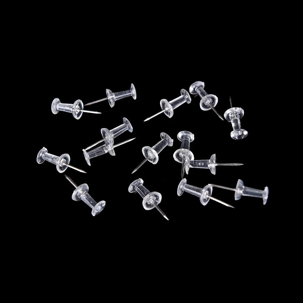 HotSale 40pcs Clear Transparent Plastic Tacks Push Pins Assorted Making