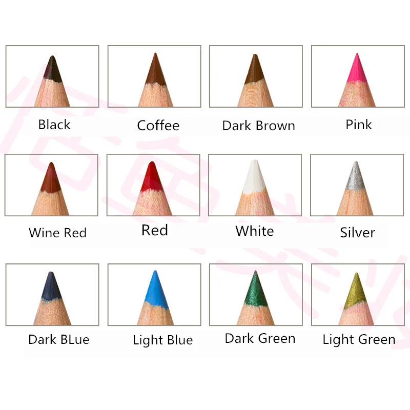 12 цветов/Лот Водостойкий карандаш для глаз Shadown Eye Liner цветной губ макияжа