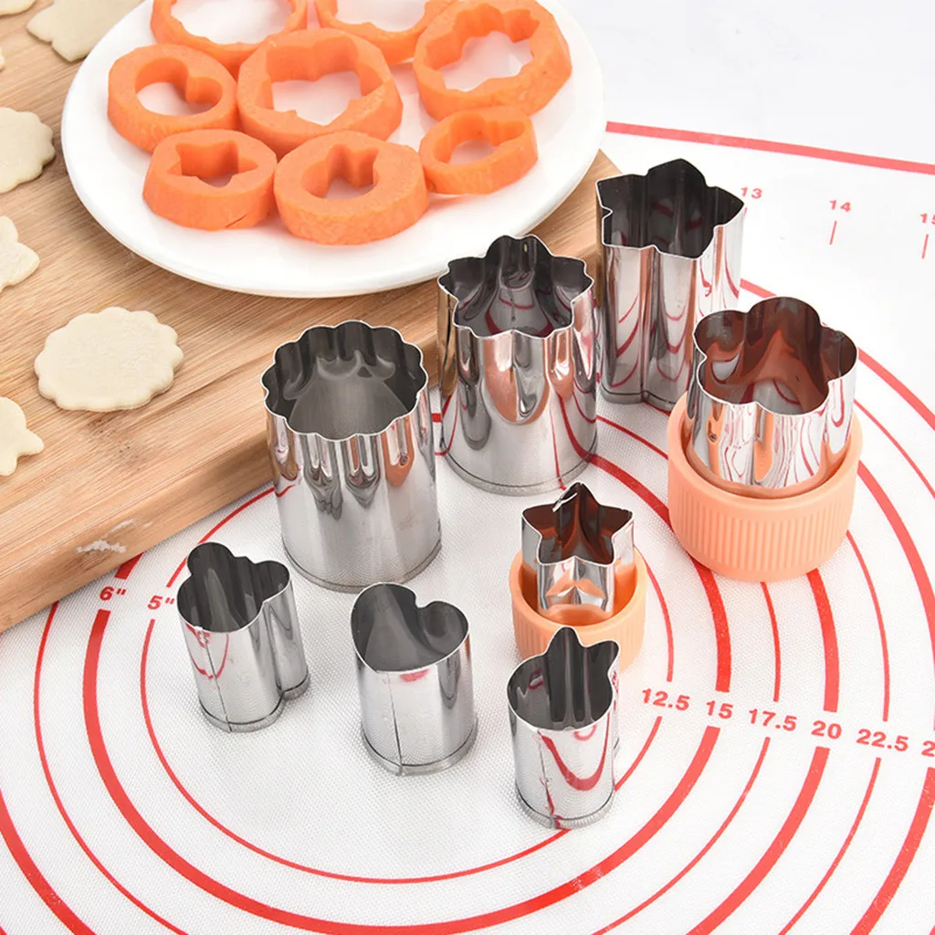 

8Pcs Vegetable Cutter Mould Fruit Slicer Fondant Cake Cookie Plunger Flowers Star Shape Baking Biscuit Mold Dividers Tools