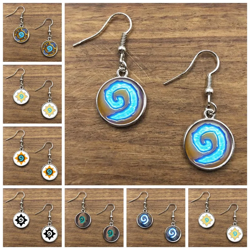 

16mm WoW World of Warcraft Hearthstone Glass Round Pendant Charm Earrings Jewelry PendantS Earrings women gift