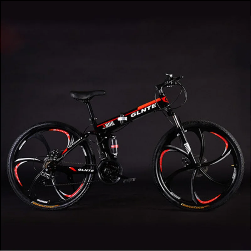 Горный велосипед, складной велосипед, шесть колес для мужчин и женщин, для взрослых, 26 дюймов, 21 скорость, 24 скорости, 27 скоростей - Цвет: 24speed red