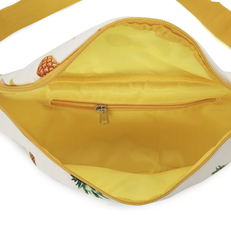 Annmouler Большая вместительная Женская поясная сумка из хлопковой ткани с принтом ананаса, нагрудная сумка на молнии, поясная сумка для телефона, набедренная сумка