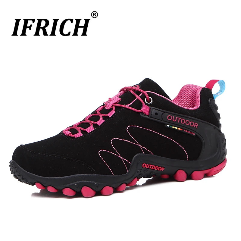 Пешие прогулки обувь женские Треккинговые ботинки черный красный Уличная обувь женские альпинистские кроссовки кожаная спортивная обувь Горные ботинки