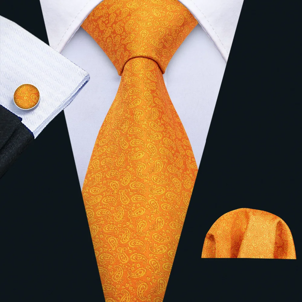 Барри. Ван новые модные желтые Пейсли галстук 100% шелковые галстуки для Для мужчин подарок Свадебные Жених Бизнес вечерние FA-5122