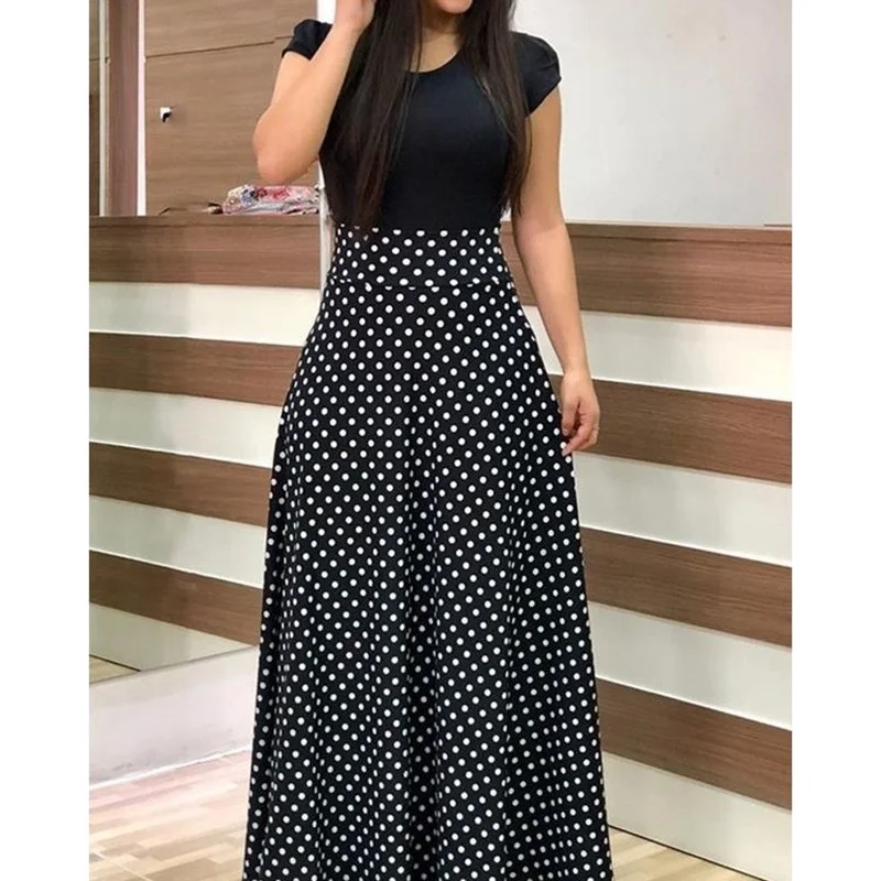 

Vestidos verano 2018 new party dress Europe and America wave point color long christmas dress women dress women's dress