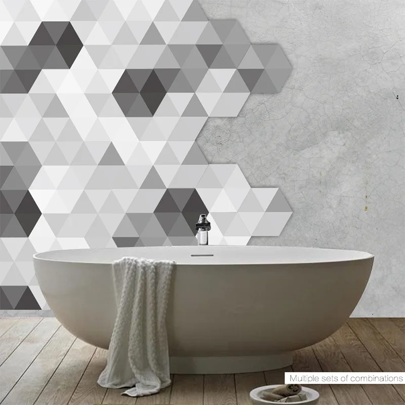 10 шт Креативные украшения Водонепроницаемые Нескользящие черно-белые наклейки для ванной кухни на стену и пол