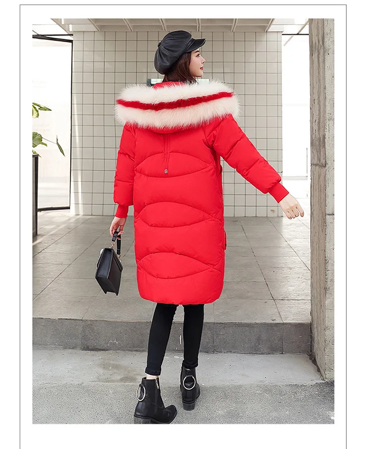 Thick Jacket Big fur collar Women's New Korean Version Big Fur Collar Medium-long Knee Size Thickened Jacket 1961