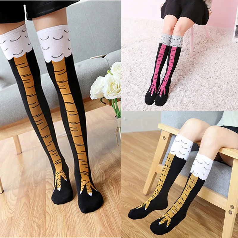 

Funny 3D Chicken High Socks Creative Cartoon Animals Thigh Stockings Womens Mens