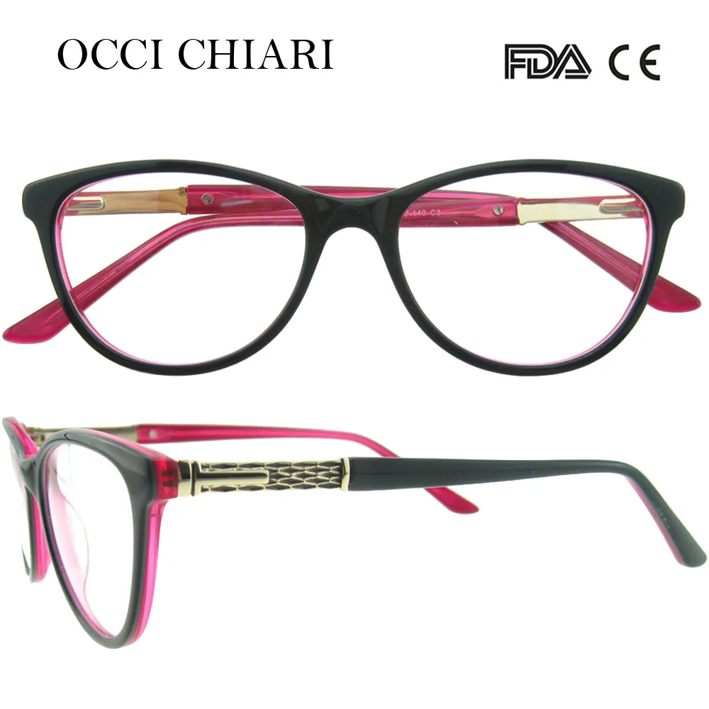 OCCI CHIARI, женские очки, оправа, очки, оптические, полная оправа, ацетат, близорукость, прозрачные линзы, оправа для глаз, розовые очки, W-CAPRIO - Цвет оправы: C2