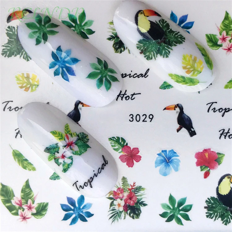 

Water Transfer sticker for nail art decoration slider Parrot bird flower adhesive design decal manicure lacquer accessoires