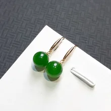 Природный Хотан нефрит бусы серьги шпинат зеленый perfect серьги