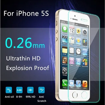 protective glass on the iPhone 5s 6 7 9H 2.5D Ultra Thin Explosion proof Tempered Glass Screen Protector For iPhone4 5 5C 5S SE